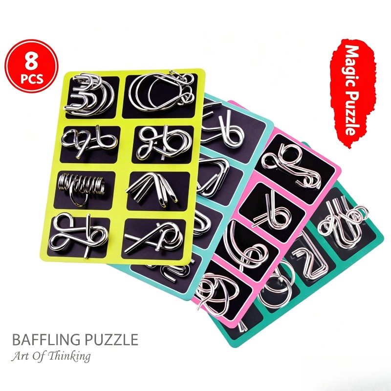 8 Pieces Metal Puzzle Set Clas - Brain Teaser Cube recension och pris