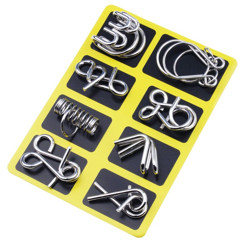 8 Pieces Metal Puzzle Set Clas - Brain Teaser Cube recension och pris