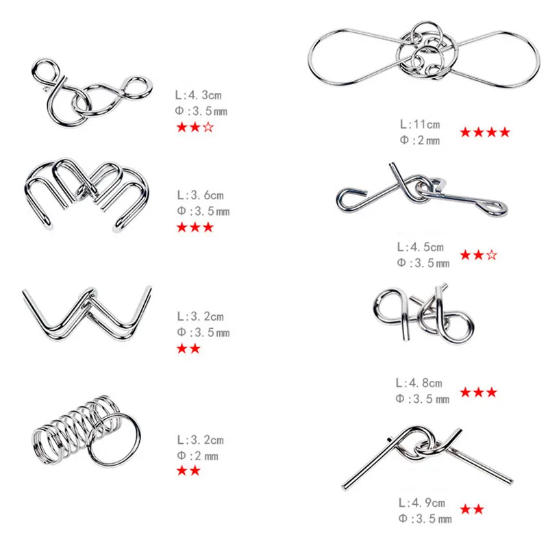 8PCS/Set Metal Montessori Wire - Brain Teaser Cube recension och pris